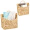 mDesign Woven Water Hyacinth Hanging Wall Storage Basket - Set of 2 -Natural/Tan
